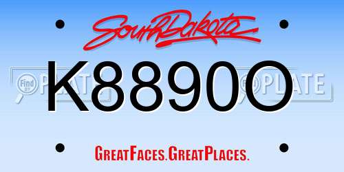 K8890O South Dakota License Plate