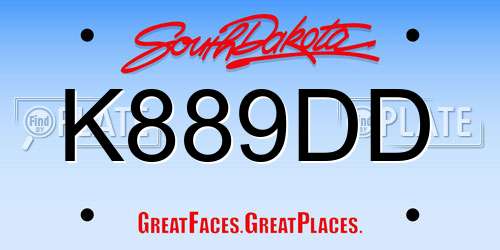K889DD South Dakota License Plate
