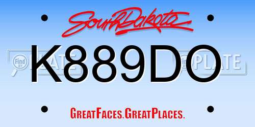 K889DO South Dakota License Plate