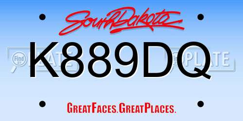 K889DQ South Dakota License Plate