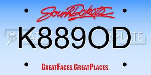 K889OD South Dakota License Plate