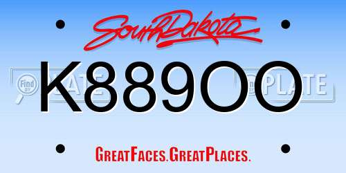 K889OO South Dakota License Plate