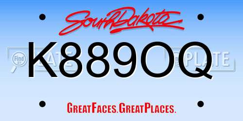 K889OQ South Dakota License Plate