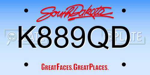 K889QD South Dakota License Plate