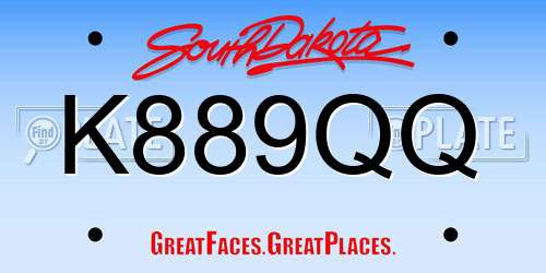 K889QQ South Dakota License Plate