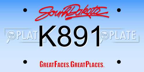 K891 South Dakota License Plate