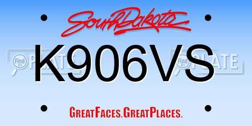 K906VS South Dakota License Plate