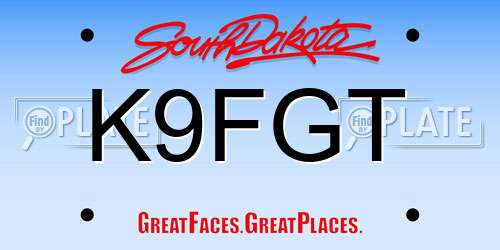 K9FGT South Dakota License Plate