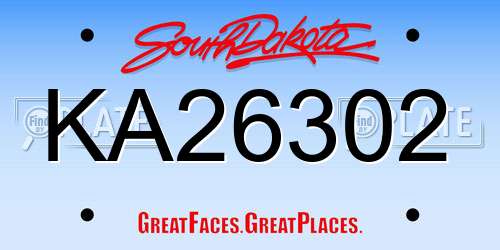 KA26302 South Dakota License Plate