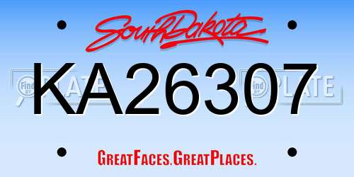 KA26307 South Dakota License Plate