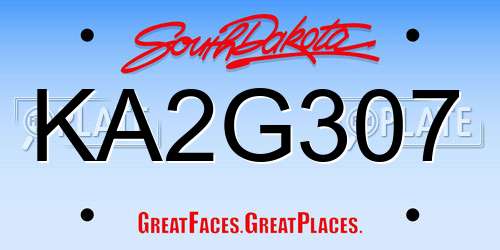 KA2G307 South Dakota License Plate