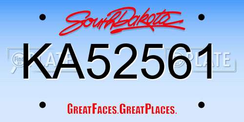KA52561 South Dakota License Plate