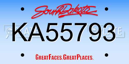 KA55793 South Dakota License Plate