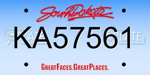 KA57561 South Dakota License Plate