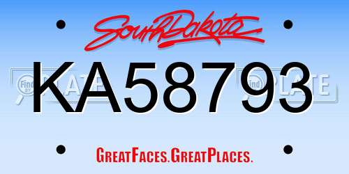 KA58793 South Dakota License Plate