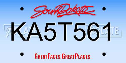 KA5T561 South Dakota License Plate