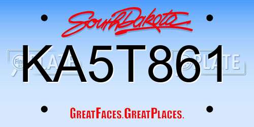 KA5T861 South Dakota License Plate