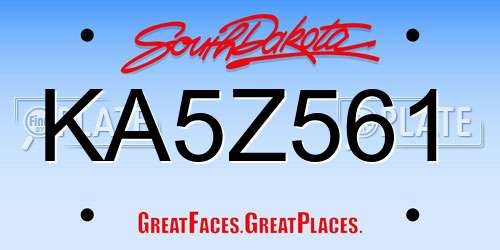 KA5Z561 South Dakota License Plate