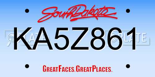 KA5Z861 South Dakota License Plate