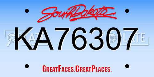 KA76307 South Dakota License Plate