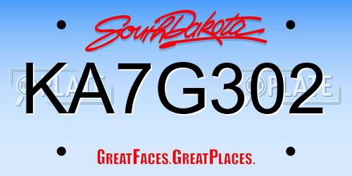 KA7G302 South Dakota License Plate