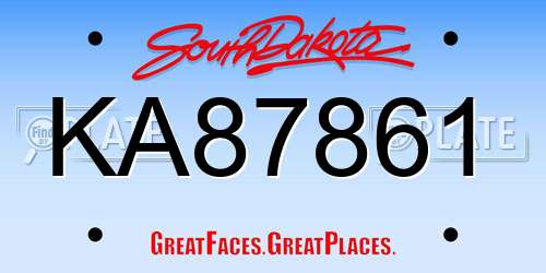 KA87861 South Dakota License Plate