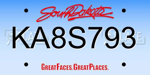 KA8S793 South Dakota License Plate