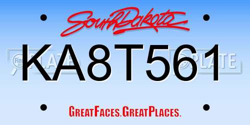KA8T561 South Dakota License Plate