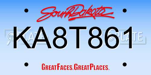 KA8T861 South Dakota License Plate