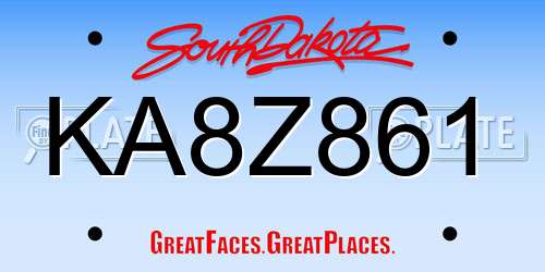 KA8Z861 South Dakota License Plate
