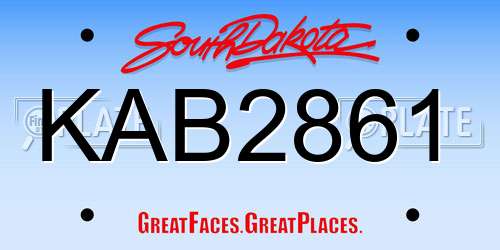 KAB2861 South Dakota License Plate