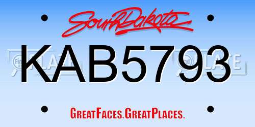 KAB5793 South Dakota License Plate