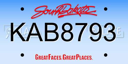 KAB8793 South Dakota License Plate