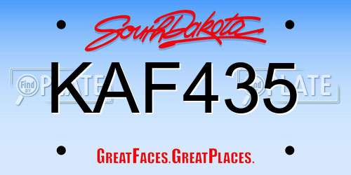 KAF435 South Dakota License Plate