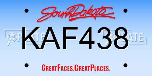 KAF438 South Dakota License Plate