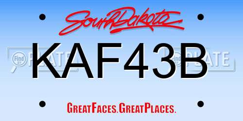 KAF43B South Dakota License Plate