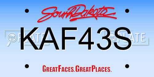 KAF43S South Dakota License Plate