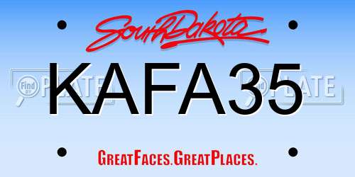 KAFA35 South Dakota License Plate