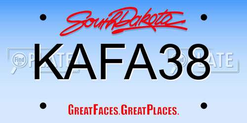 KAFA38 South Dakota License Plate