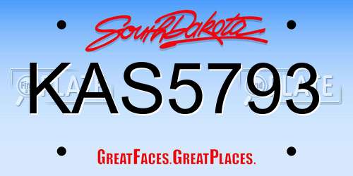 KAS5793 South Dakota License Plate