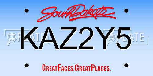 KAZ2Y5 South Dakota License Plate