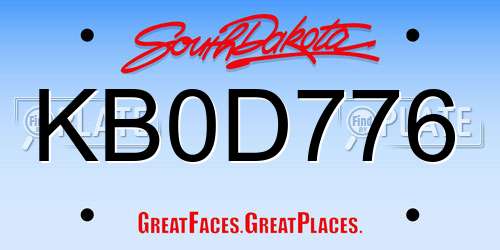 KB0D776 South Dakota License Plate