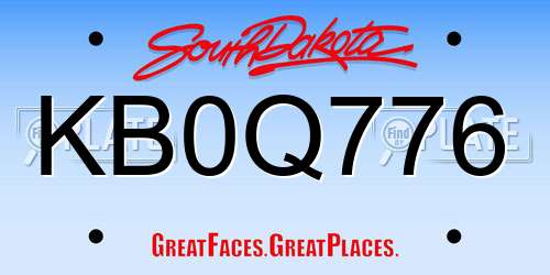 KB0Q776 South Dakota License Plate