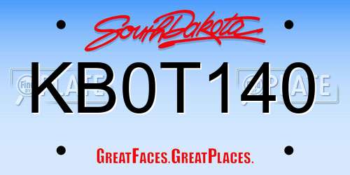 KB0T140 South Dakota License Plate