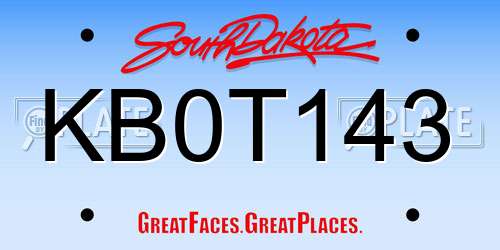 KB0T143 South Dakota License Plate