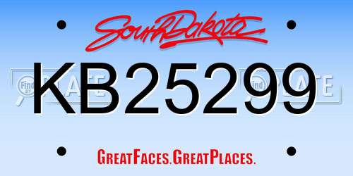 KB25299 South Dakota License Plate