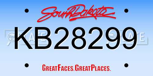 KB28299 South Dakota License Plate