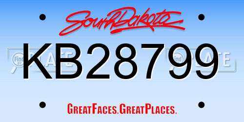 KB28799 South Dakota License Plate