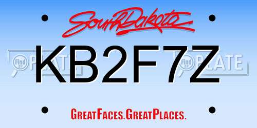KB2F7Z South Dakota License Plate