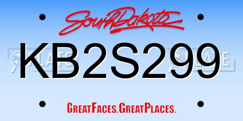 KB2S299 South Dakota License Plate